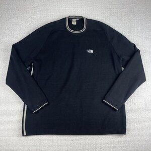 The North Face Vintage Sweater Mens L Black 100% Wool Knitted Crew Neck